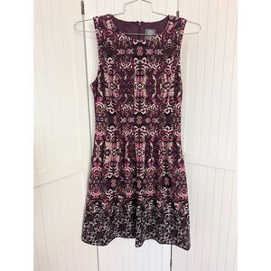 Vince Camuto Fit and Flare Dress Plum Floral Print Sleeveless Size 8 NWT